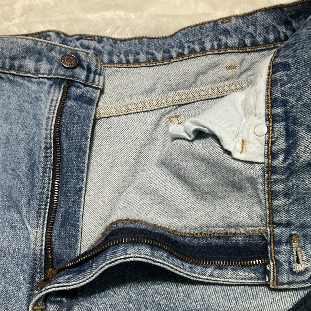 Levi's 550 Jeans Mens Blue 38x32 USA Made Vintage Denim Custom Nylon Panel Pants